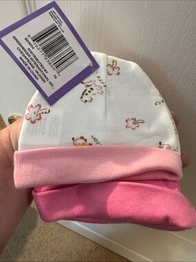 Carter's Baby Girl Pink and White Hat Set